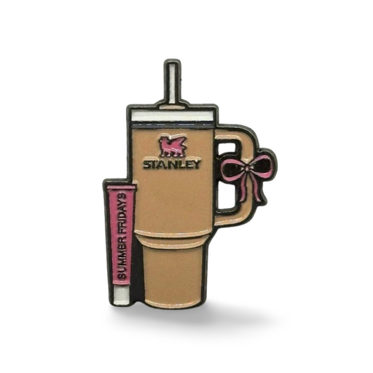 Beige Stanley Cup Lipstick Metal Sticker
