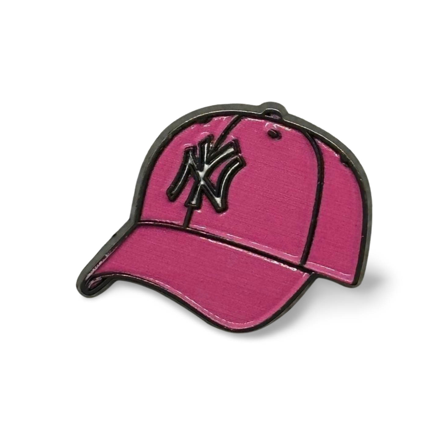 Pink NY Hat Metal Sticker