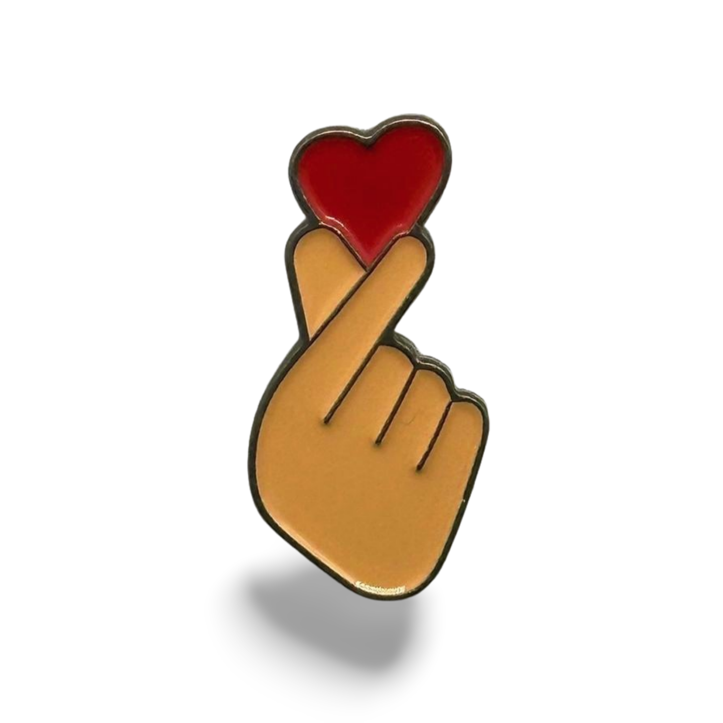 Red Finger Heart Metal Sticker
