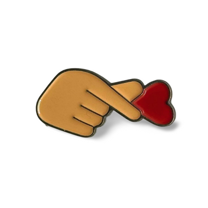 Red Finger Heart Metal Sticker
